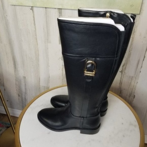 Tommy Hilfiger Rownd Up To-The-Knee Boot Black 6.5M - Picture 3 of 8
